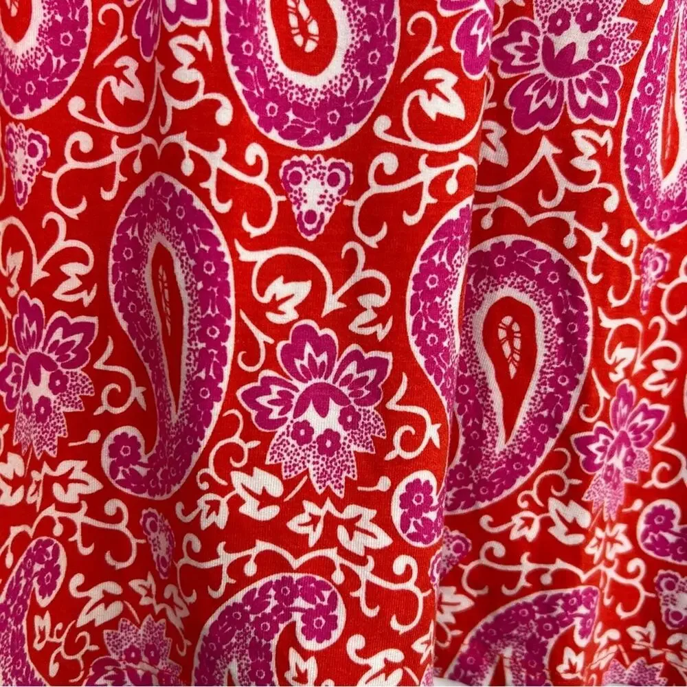 Boden Pull On Jersey Enchanted Paisley Pink Print Skirt Size 6 Petite